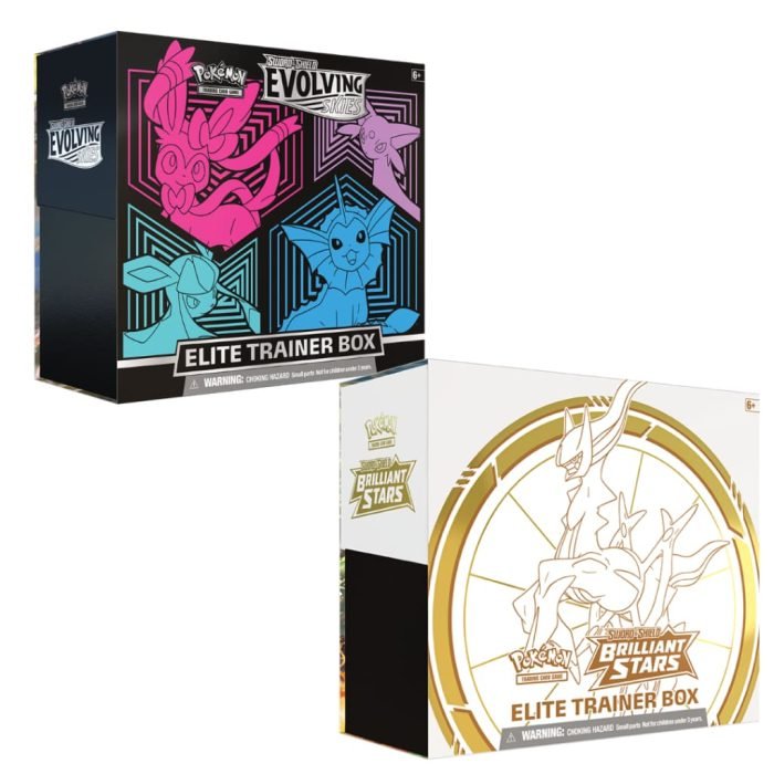 Pokemon Elite Trainer Box Bundle Evolving Skies (Random Variant) + Brilliant Stars